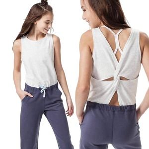 Ivivva Lululemon Feels Good Jumpsuit Girls 8 Heather Gray Purple French Terry